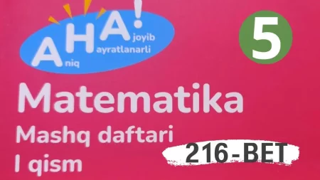 5-sinf matematika mashq daftari javoblari bitta sahifada